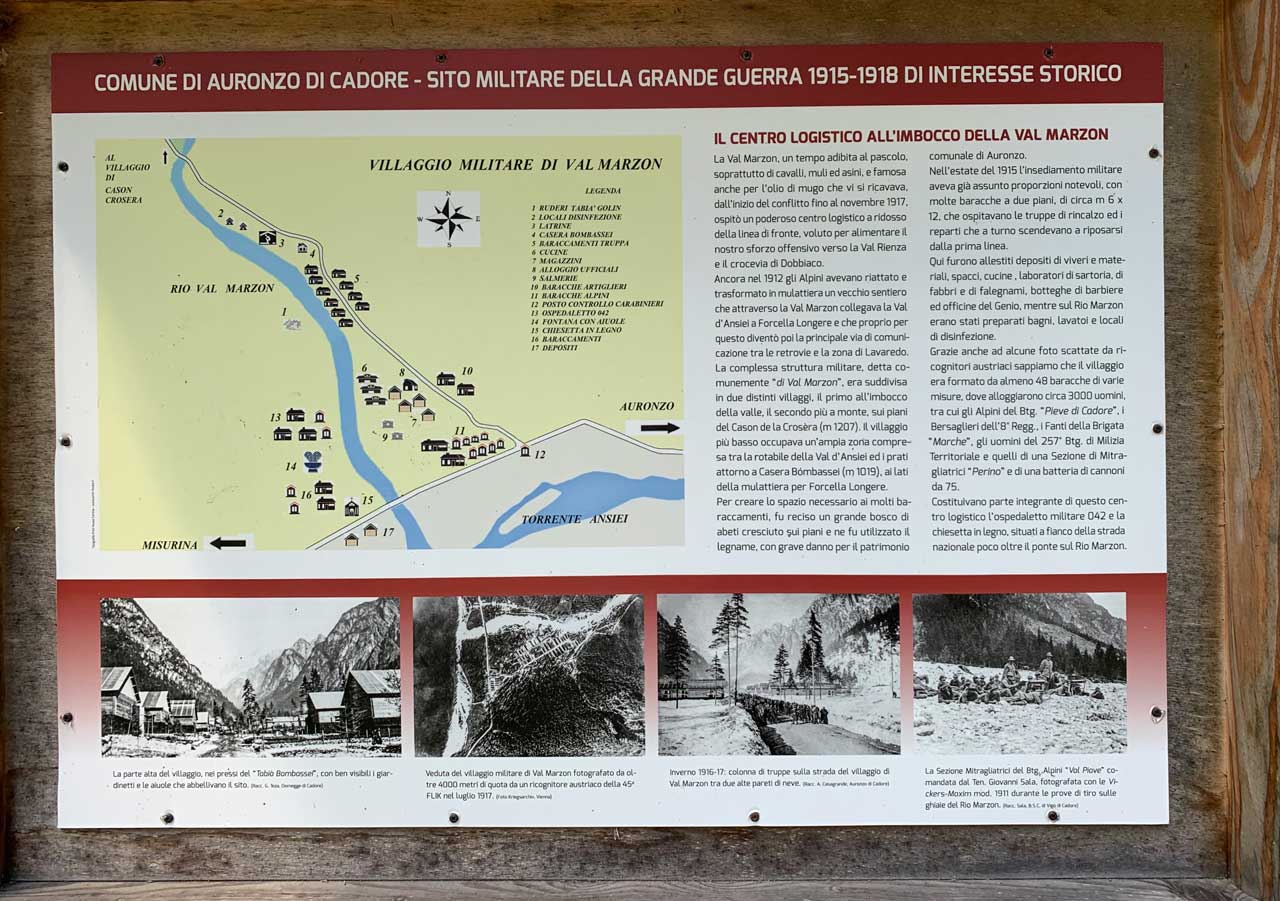 Auronzo-storia-Val-Marzon-primo-cartello-spiegazioni-grande-guerra